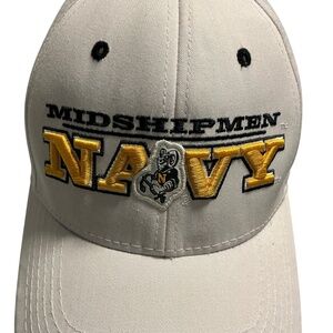 Collegiate White Navy Midshipmen Adjustable Baseball Hat Cap USA Blue Navy Hat